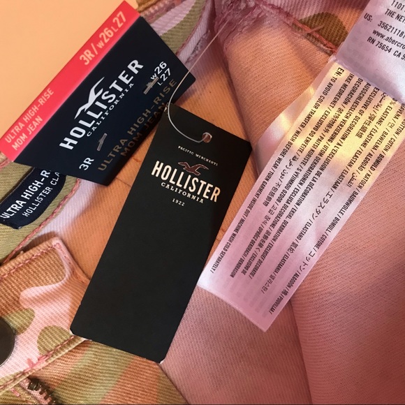 HOLLISTER Ultra High Rise Mom Jeans Pink Camouflage Size 3 - Picture 4 of 8